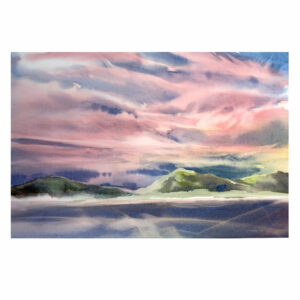 Watercolour - Red Sky over the Bay